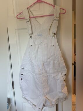 Old Navy White Denim Short Overalls